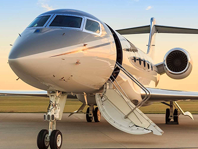 Private jet exterior prepared for aircraft painting
