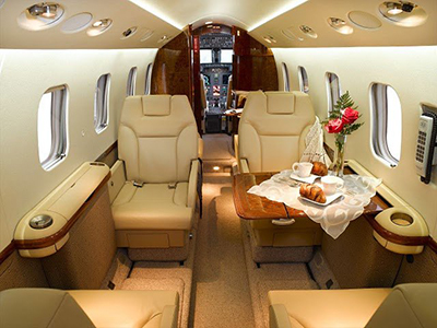 Refurbished private aircraft cabin interior