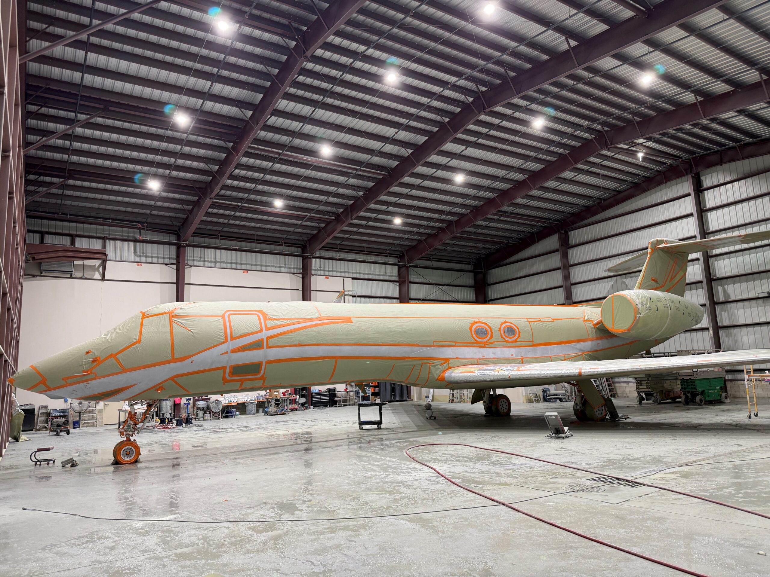 Aircraft stripe layout process